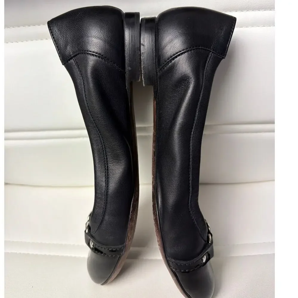 AGL Monika Ballet Flats Black Size 38.5 Italian Leather Quiet Luxury Minimalist